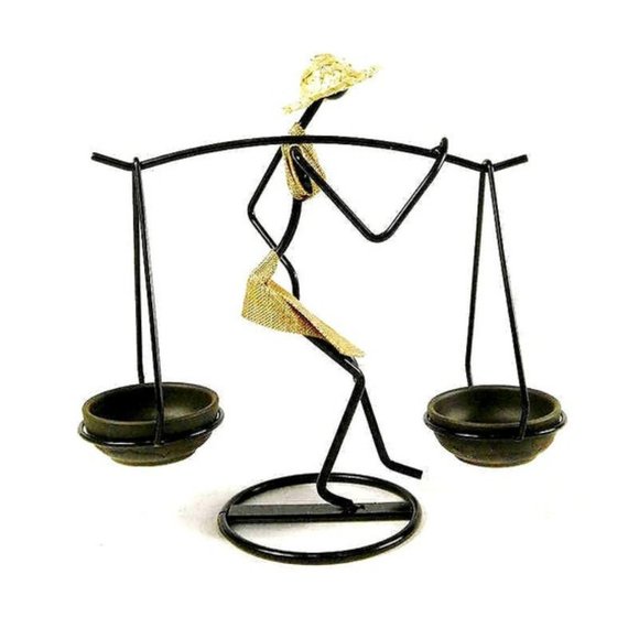 YELLOW - African Candle Holder | Metal Candlestick | Tribal Figurines | Art | - Picture 5 of 6